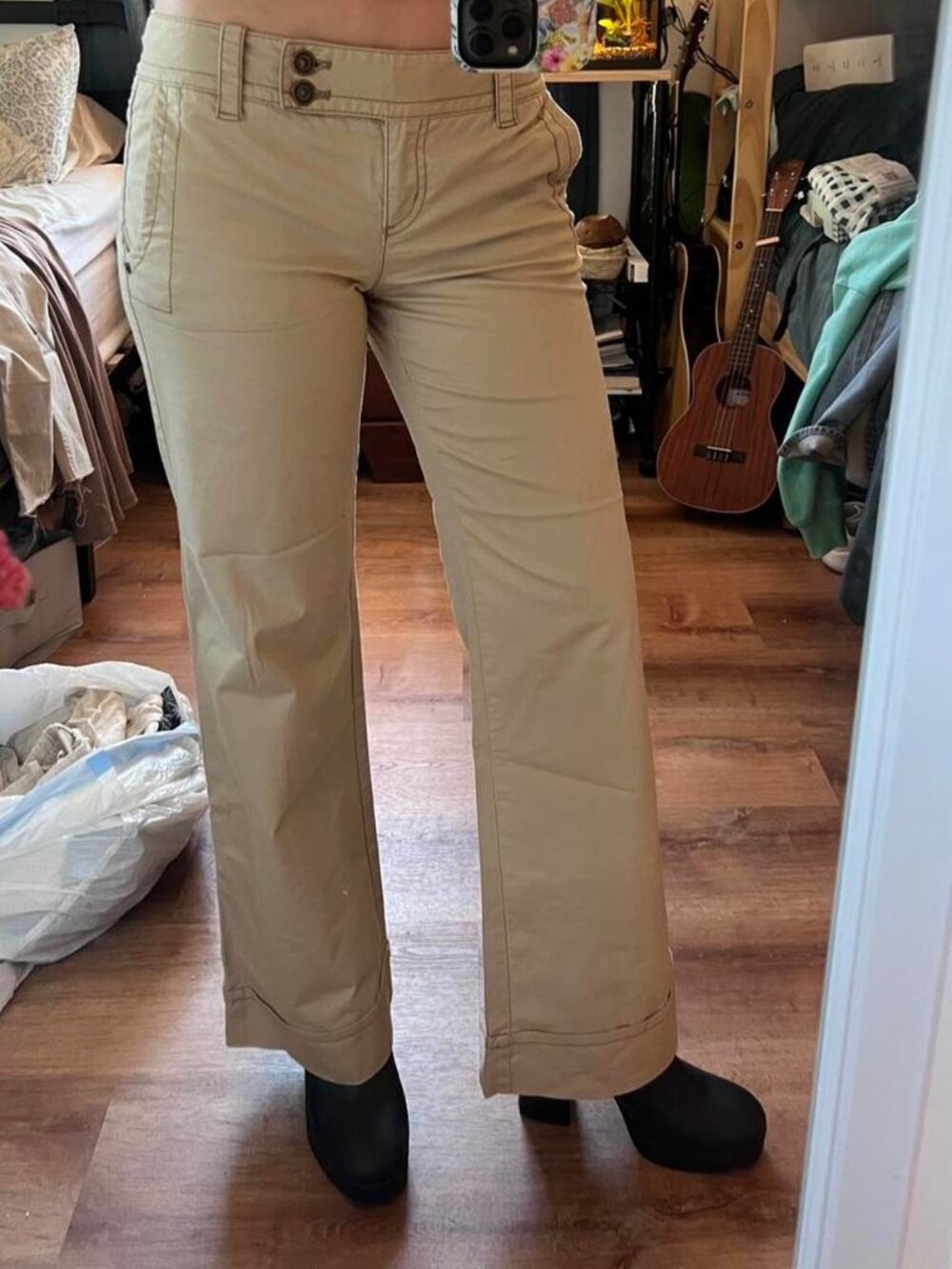 LOFT Women's Tan and Cream Trousers